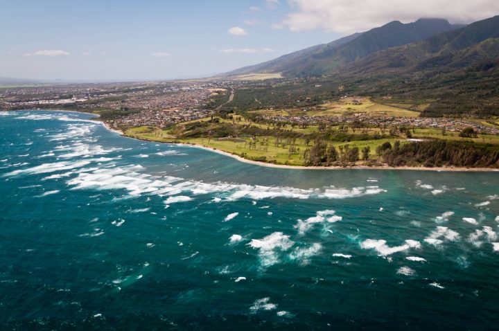 Aerial view of Maui coast.