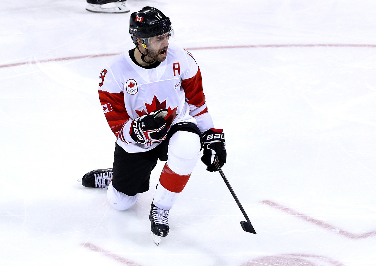 Andrew Ebbett of Canada celebrates scoring in the third period against the Czech Republic during the Men’s Bronze Medal Game on day fifteen of the PyeongChang 2018 Winter Olympic Games at Gangneung Hockey Centre on February 24, 2018 in Gangneung, South Korea.