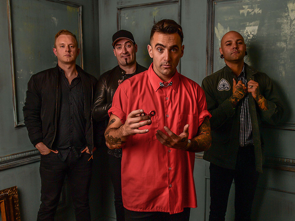 (L-R): Jay Beni, Tommy Mac, Jacob Hoggard and Dave Rosin of Hedley pose for a portrait at the 2017 MuchMusic Video Awards on June 18, 2017 in Toronto, Canada.