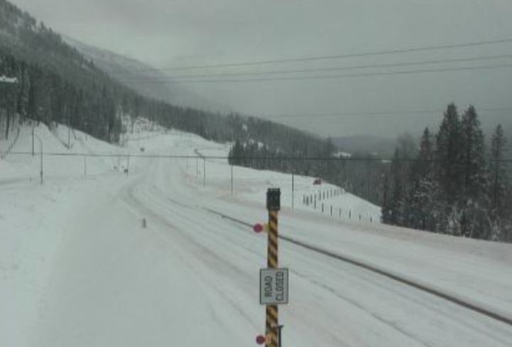 A view of Highway 1 (Kicking Horse Canyon) at 10 Mile Brake Check, looking east, shortly before 3 p.m. PST on Thursday.
