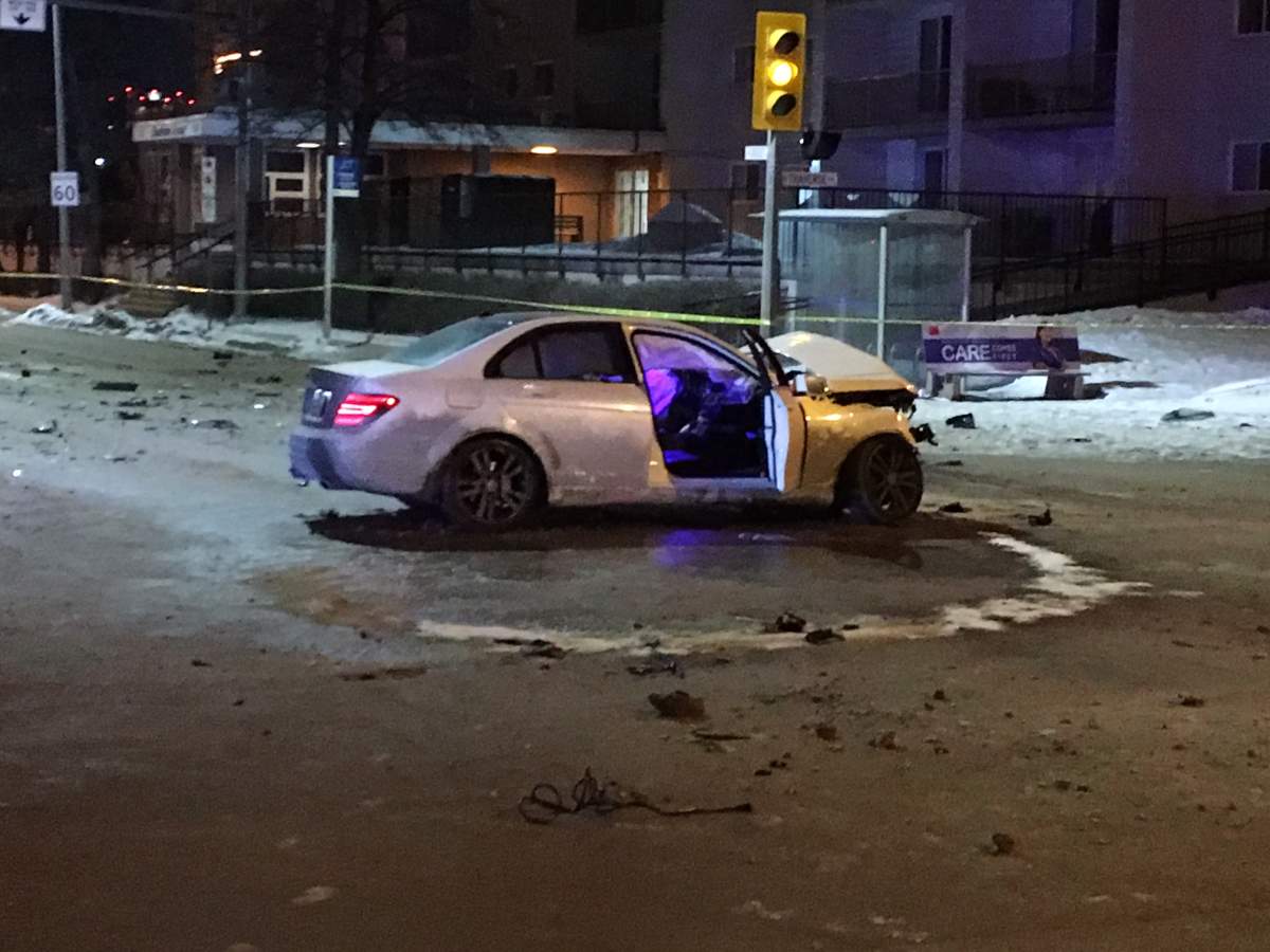The early morning crash closed westbound Goulet St. at Traverse Ave. at for several hours Friday.