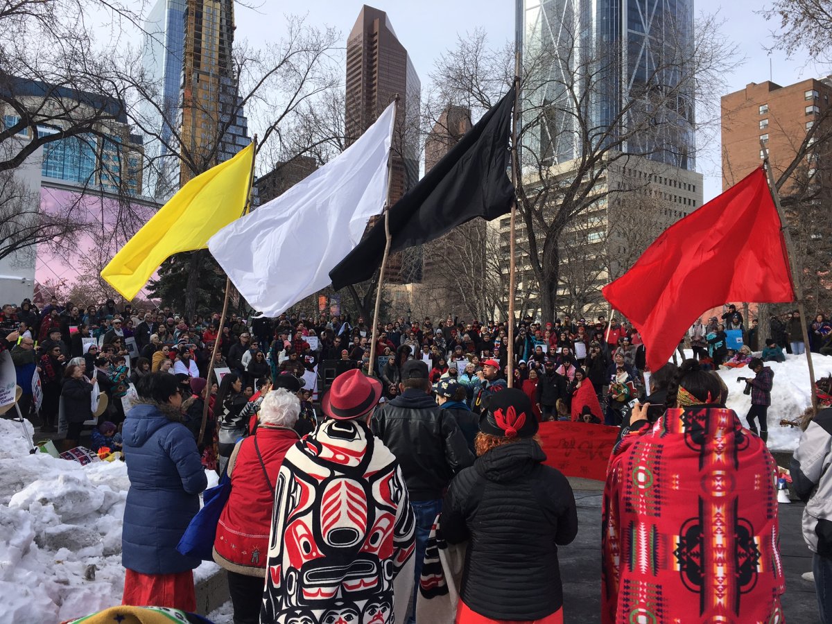 Hundreds of people marched in Calgary on Sunday, Feb. 25 to remember Tina Fontaine.