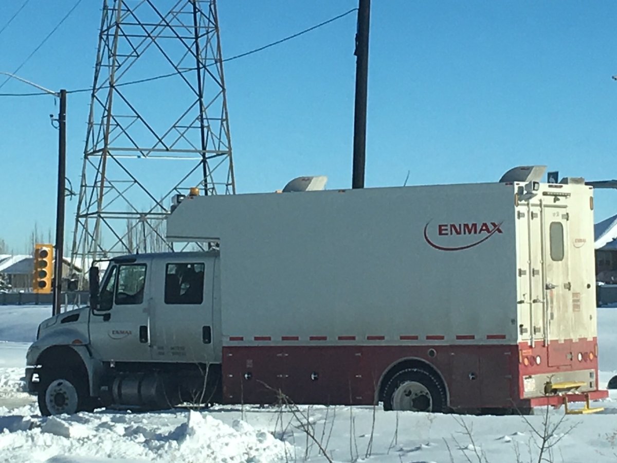 ENMAX on the scene of a major power outage in west Calgary on Friday, Feb. 9.