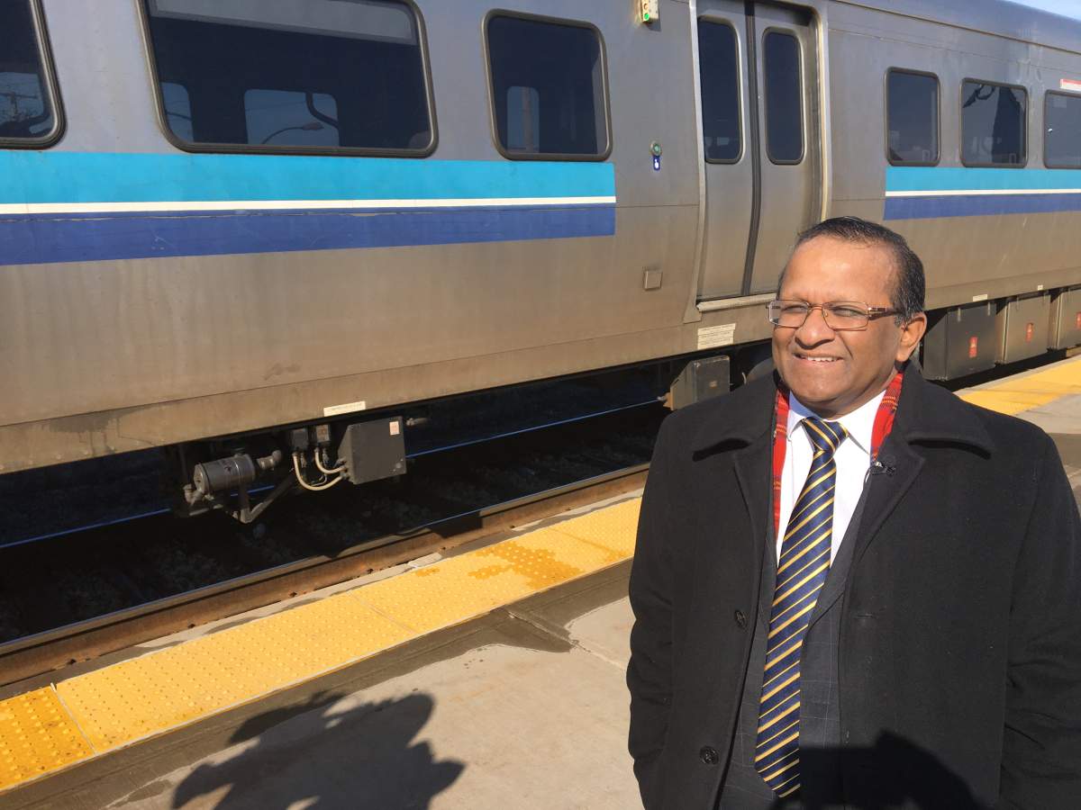 Saint-Laurent borough Mayor Alan DeSousa at the Bois-Franc train station.