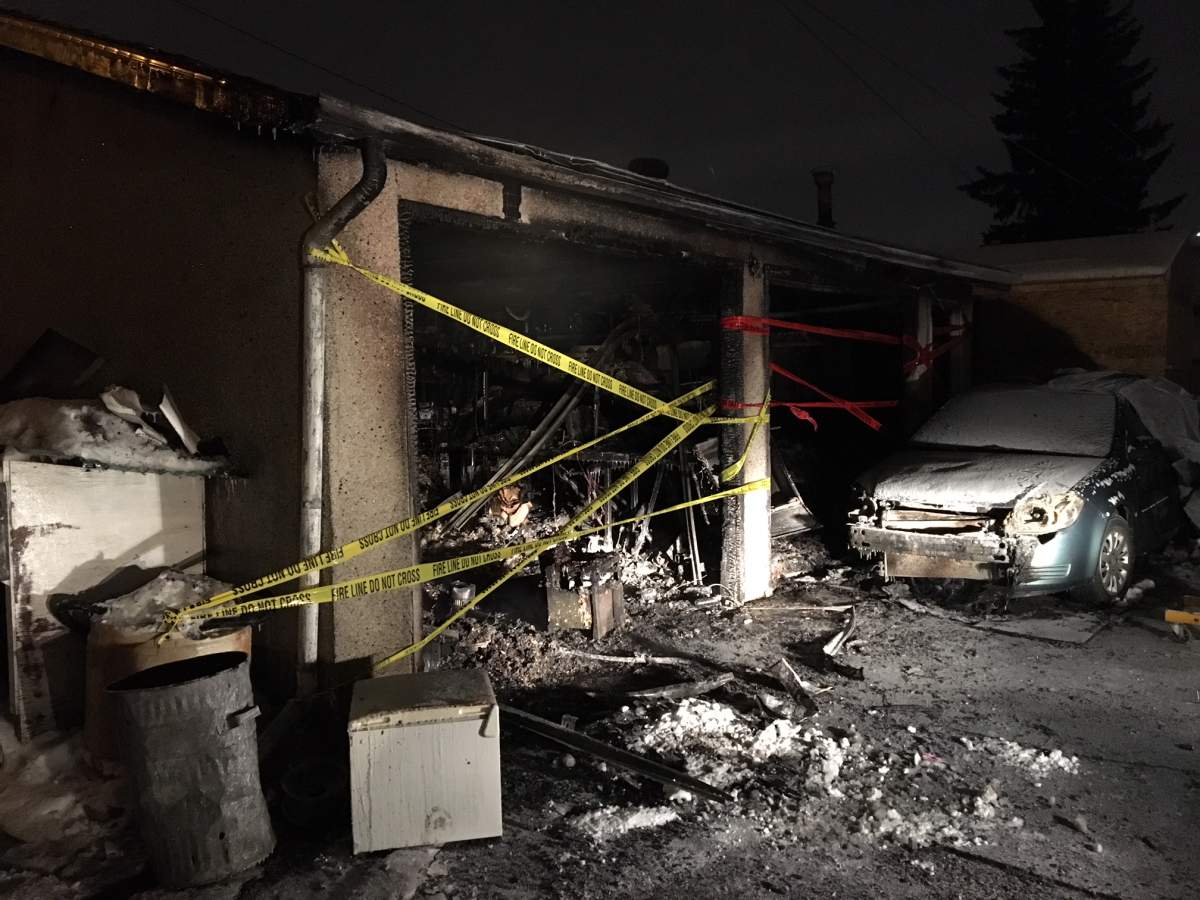 A garage at a home on 135A Avenue near 129 Street was destroyed by a fire sparked by a cigarette early Thursday morning. February 1, 2018.