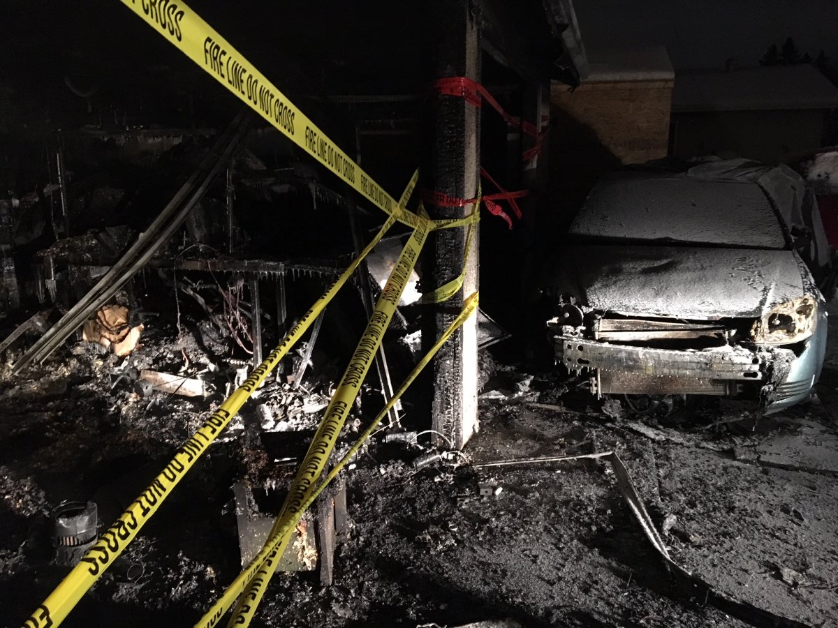 A garage at a home on 135A Avenue near 129 Street was destroyed by a fire sparked by a cigarette early Thursday morning. February 1, 2018.
