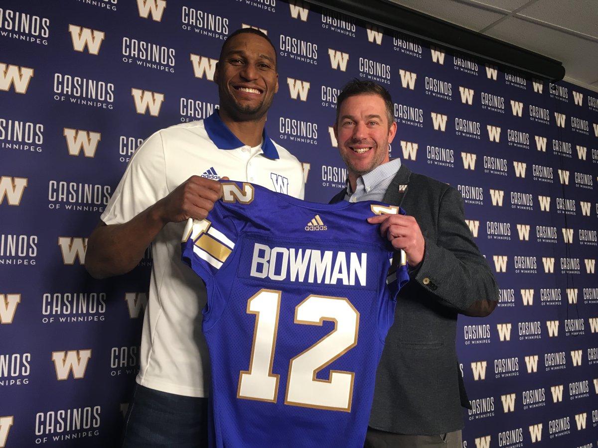Blue Bombers GM Kyle Walters welcomes receiver Adarius Bowman back to Winnipeg.