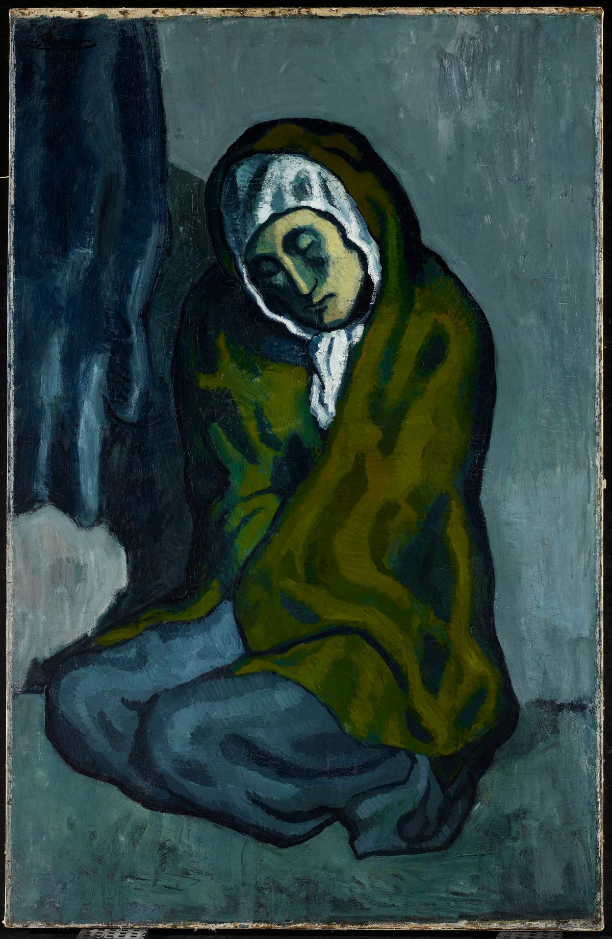 Pablo Picasso. La Miséreuse accroupie, 1902. Oil on canvas, 101.3 x 66 cm (39 7/8 x 26 in.). Art Gallery of Ontario. Anonymous gift, 1963
