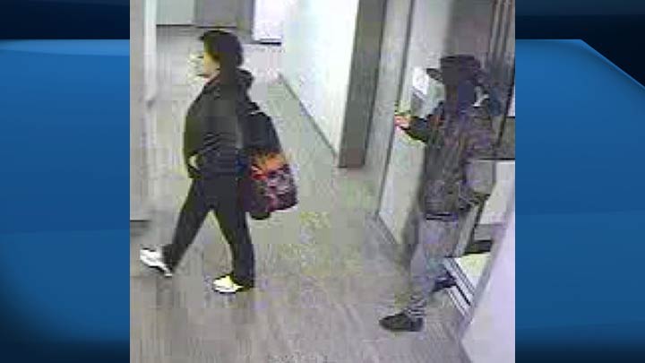 Police released a surveillance photo of a man and woman who were allegedly targeting mailboxes at a Saskatoon apartment on Feb. 12, 2018.