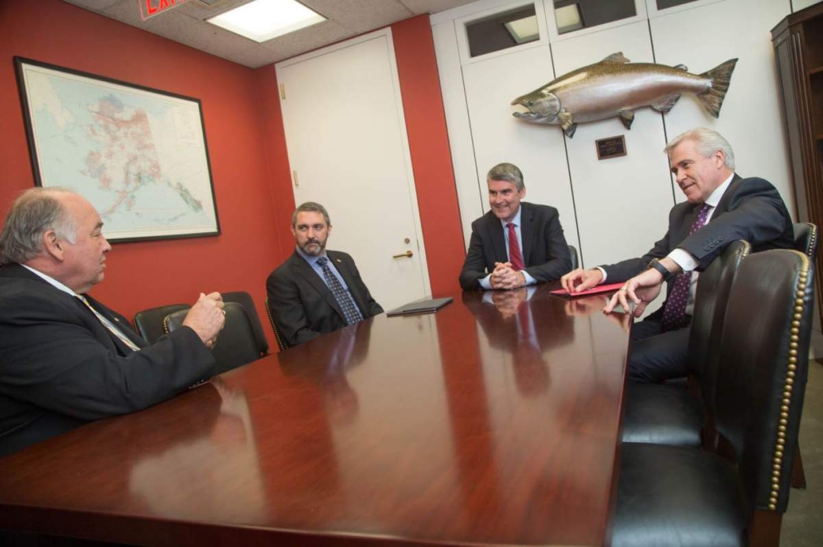 Nova Scotia Premier Stephen McNeil (second from right) speaks with fellow Canadian premiers in Washington, D.C.