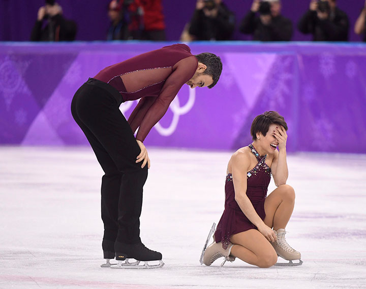 Canada's Meagan Duhamel and Eric Radford compete in the pairs figure skating free program at the Pyeonchang Winter Olympics Thursday, Feb. 15, 2018 in Gangneung, South Korea. 