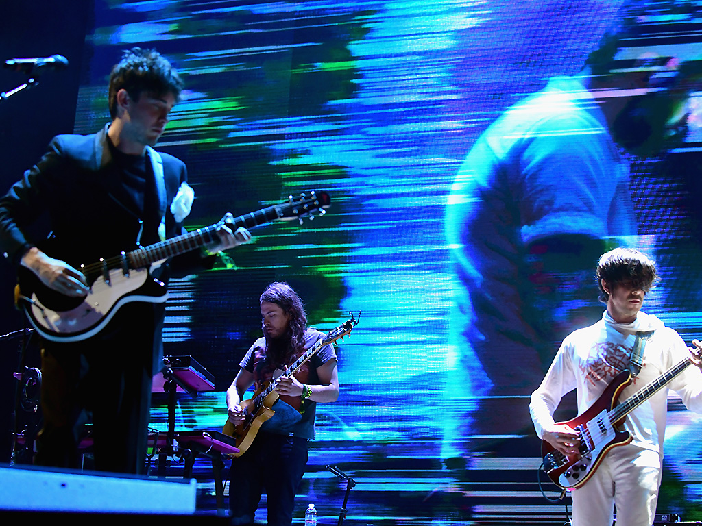 Andrew VanWyngarden (L) of MGMT performs on Ambassador Stage during Day 3 of the 2017 Life Is Beautiful Festival on September 24, 2017 in Las Vegas, Nevada.