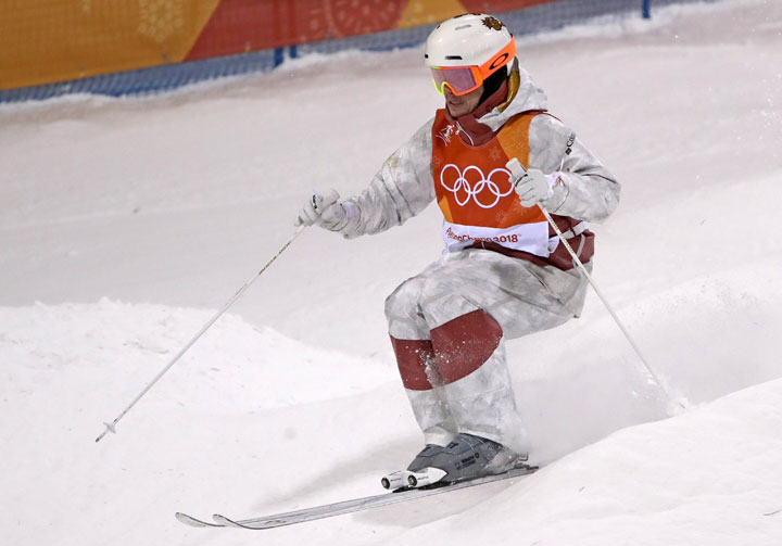 Mikael Kingsbury of Canada in action during the Men’s Freestyle Skiing Moguls Final 1 at the Bokwang Phoenix Park during the PyeongChang 2018 Olympic Games, South Korea, 12 February 2018.