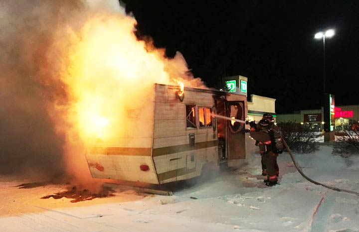 The Saskatoon Fire Department put out a motorhome that caught fire in a Walmart parking lot.