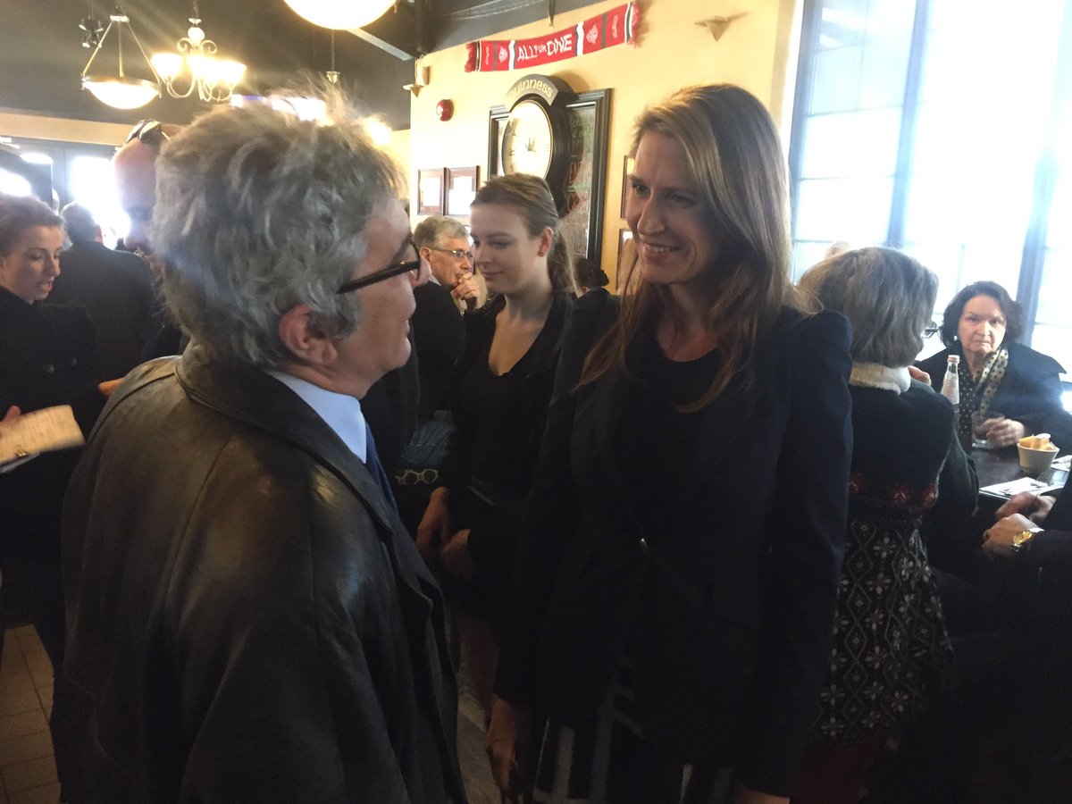 Ontario PC leadership candidate Caroline Mulroney speaking with supporters in Guelph.