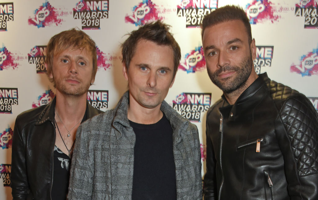 Dominic Howard, Matt Bellamy and Chris Wolstenholme of Muse attend the VO5 NME Awards held at Brixton Academy on February 14, 2018 in London, England.