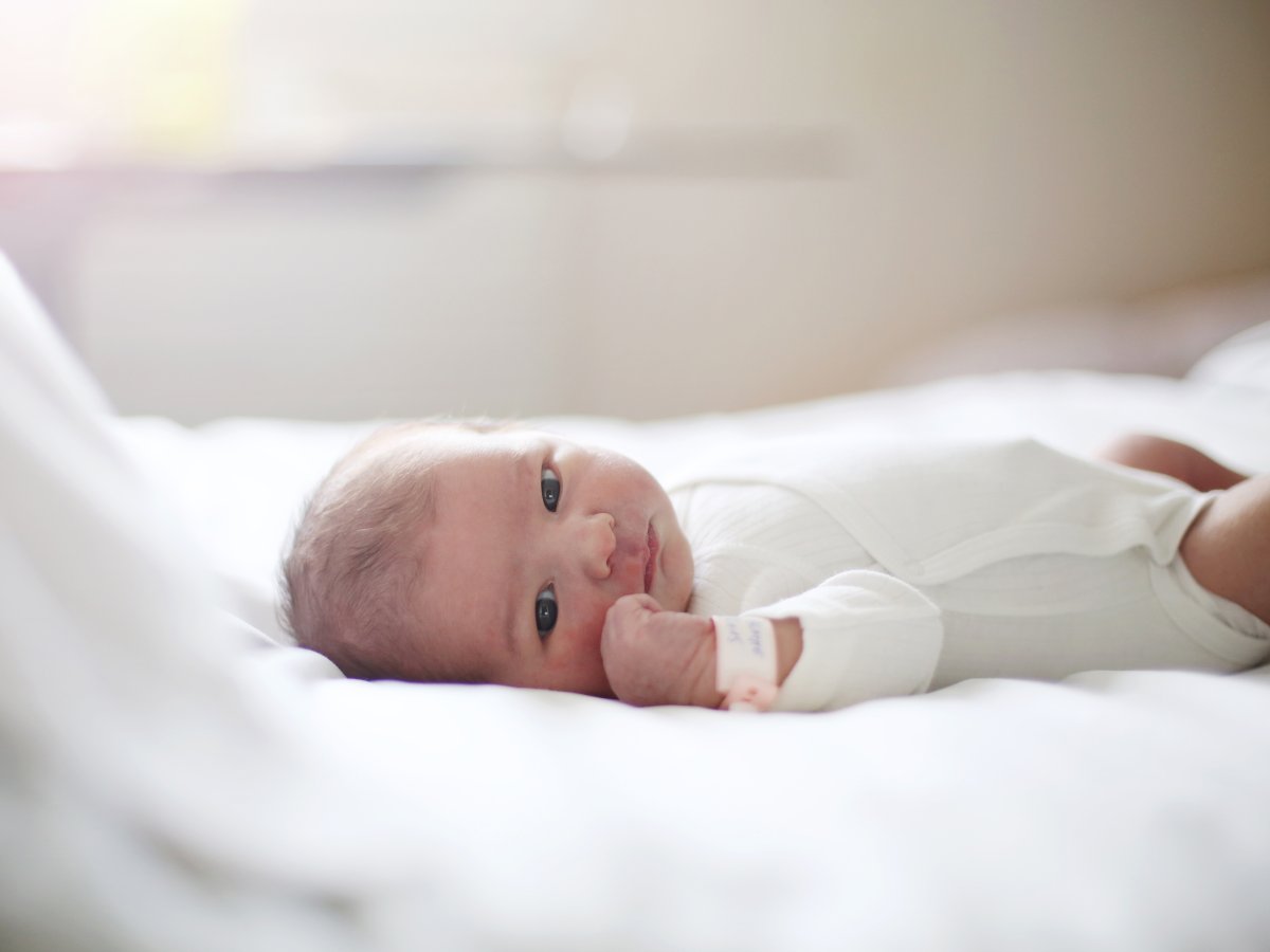 A newborn in a maternity ward.