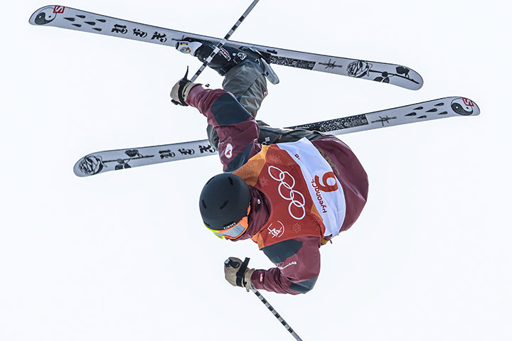 Canada’s Noah Bowman competes during the men’s ski halfpipe at the Phoenix Snow Park on February 20, 2018 in Pyeongchang, South Korea. 