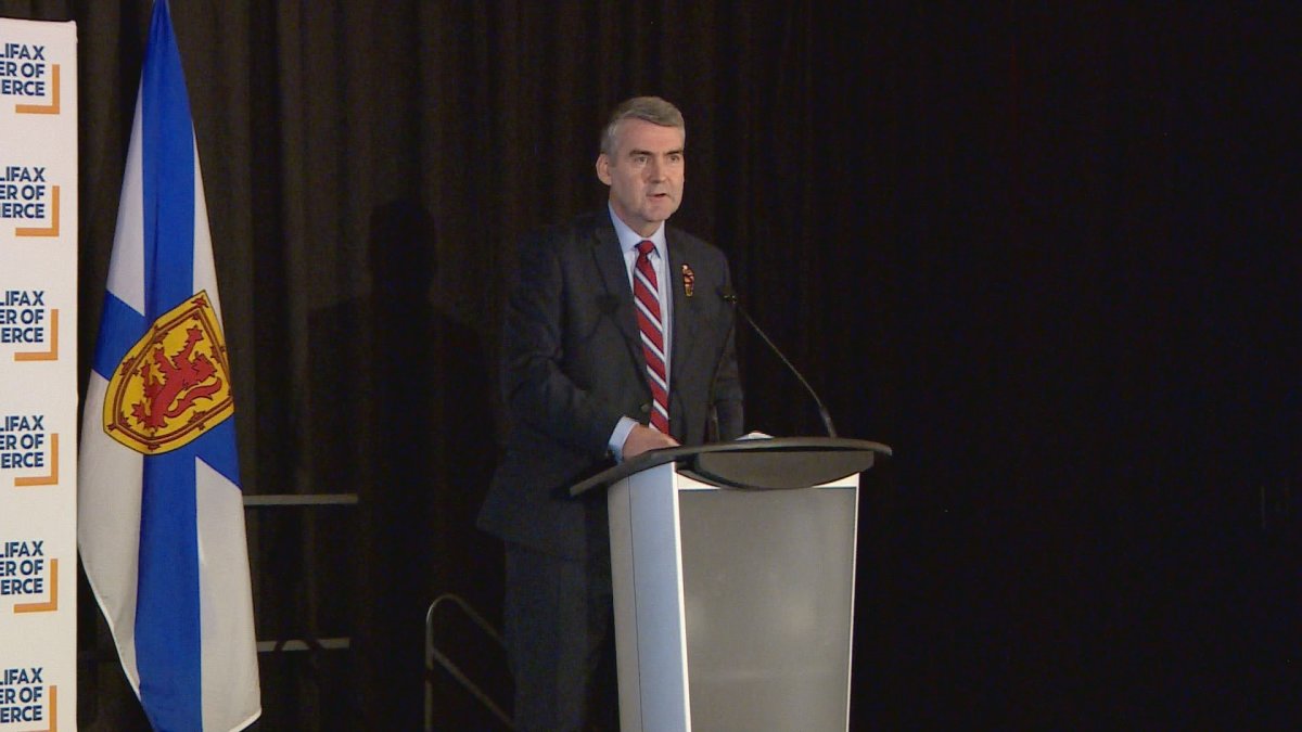 Nova Scotia Premier Stephen McNeil, seen here during his State of the Province address on Feb. 7, said any product - whether it be Alberta oil or hydro
power from Newfoundland and Labrador, Manitoba and Quebec - should
be shared with as many Canadians as possible.
