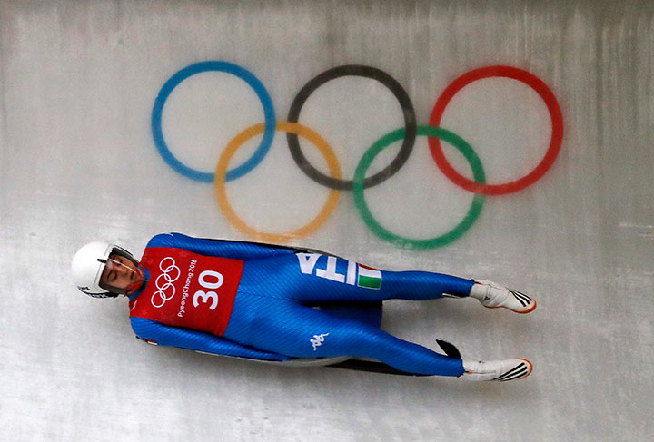 Andrea Voetter of Italy takes a training run at the 2018 Winter Olympics in Pyeongchang, South Korea, Feb. 10, 2018.