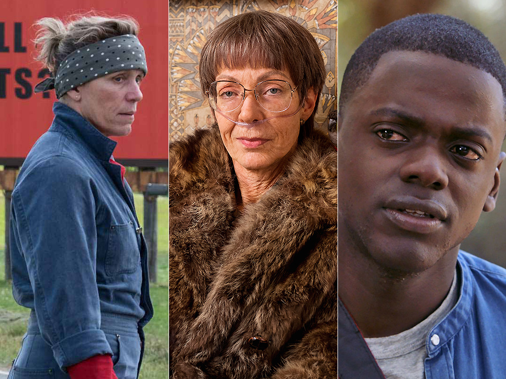 'Three Billboards Outside Ebbing, Missouri,' 'I, Tonya,' 'Get Out.'.