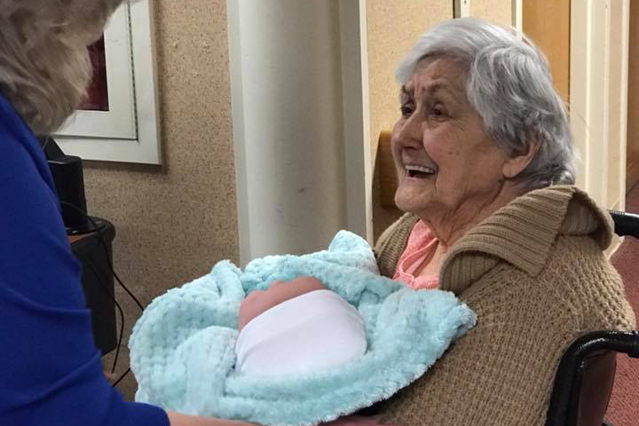 Alzheimer's patients at the Park Terrace Health Campus in Kentucky were recently surprised with dolls and plush puppies to play with. 