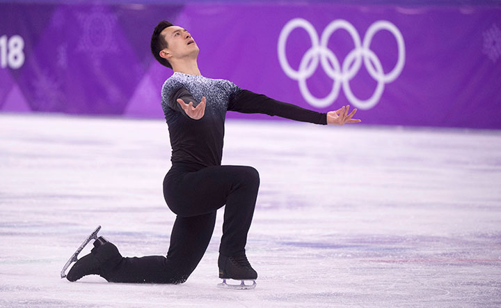 Canada's Patrick Chan competes in the men's figure skating short program at the Pyeonchang Winter Olympics Friday, February 16, 2018 in Gangneung, South Korea. 