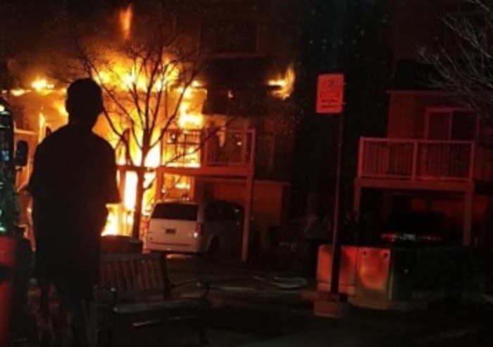 Eyewitness image of a Pickering townhouse fire on Feb. 28, 2018.