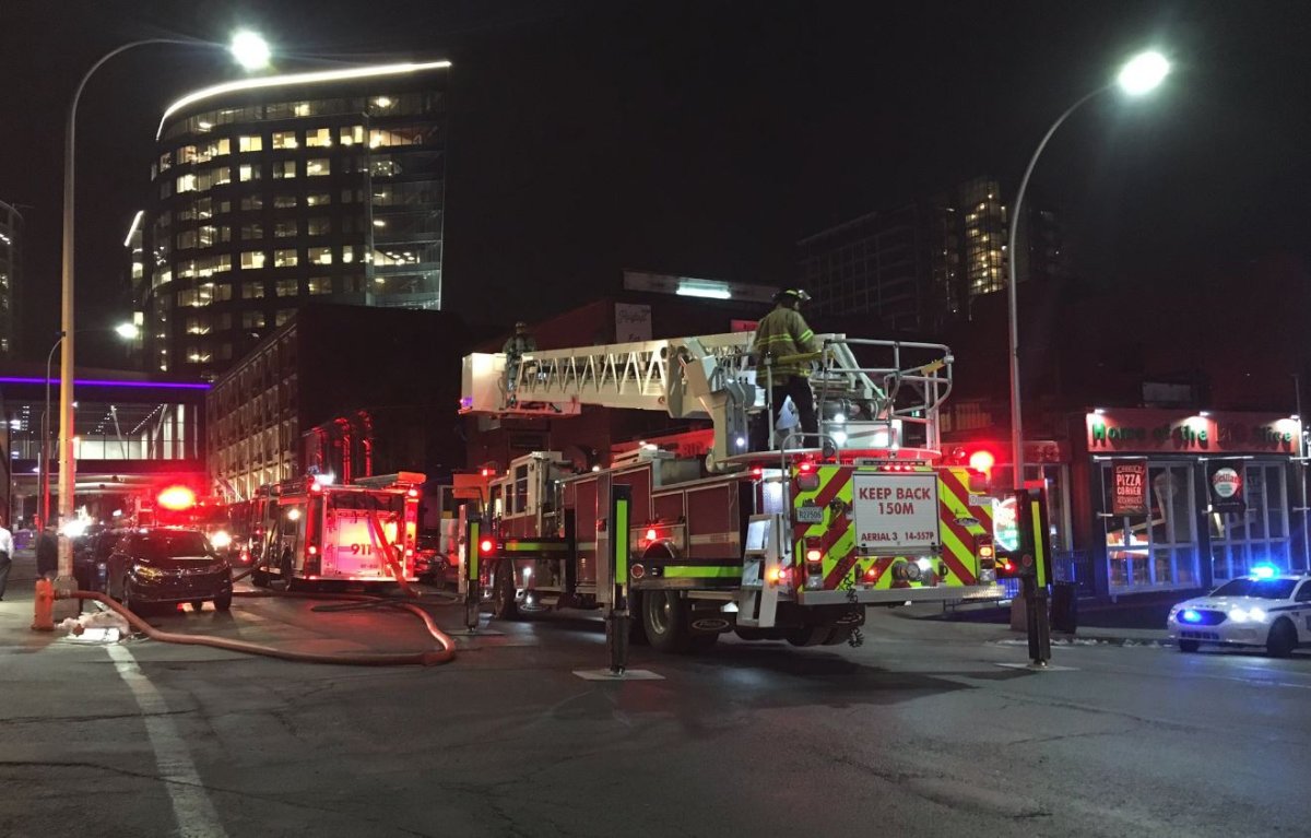 Several fire trucks responded to the Grafton Street fire on Monday night. 