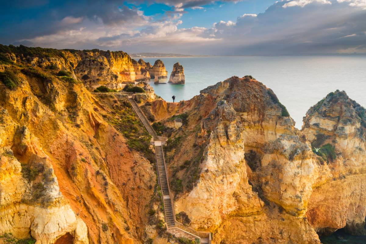 Iconic cliffs of Praia de Piedade in Algarve, Portugal.