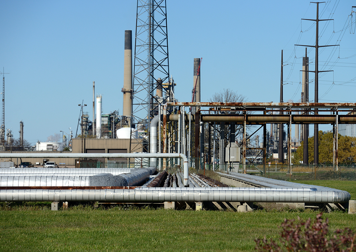 Pipelines surround the Imperial Oil and Suncor refineries in Sarnia, Ont., Oct. 26 2014.  