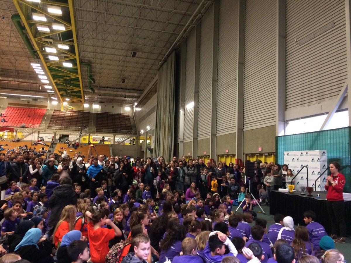 Students participate in the APEGA Science Olympics at the University of Alberta's Butterdome, Saturday, Feb. 24, 2018. 