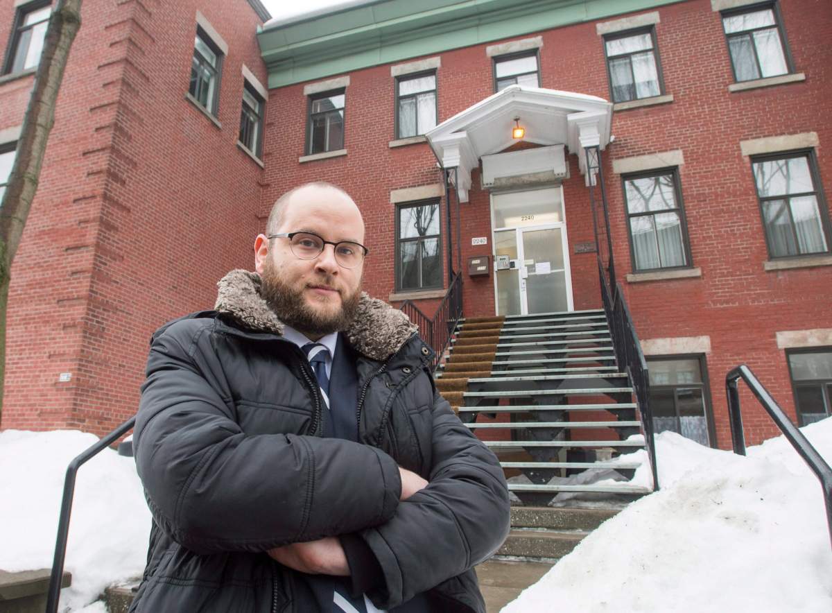 Lawyer Max Silverman is seen in front of the Montreal-based address of the Freres Sacre Coeur Thursday, February 15, 2018 in Montreal. Silverman is representing a client in Africa suing a Quebec-based congregation for sexual abuse by one of its priests in Senegal in the 1980s. 