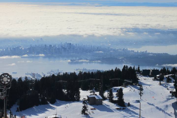 Grouse Mountain looking towards downtown Vancouver. 