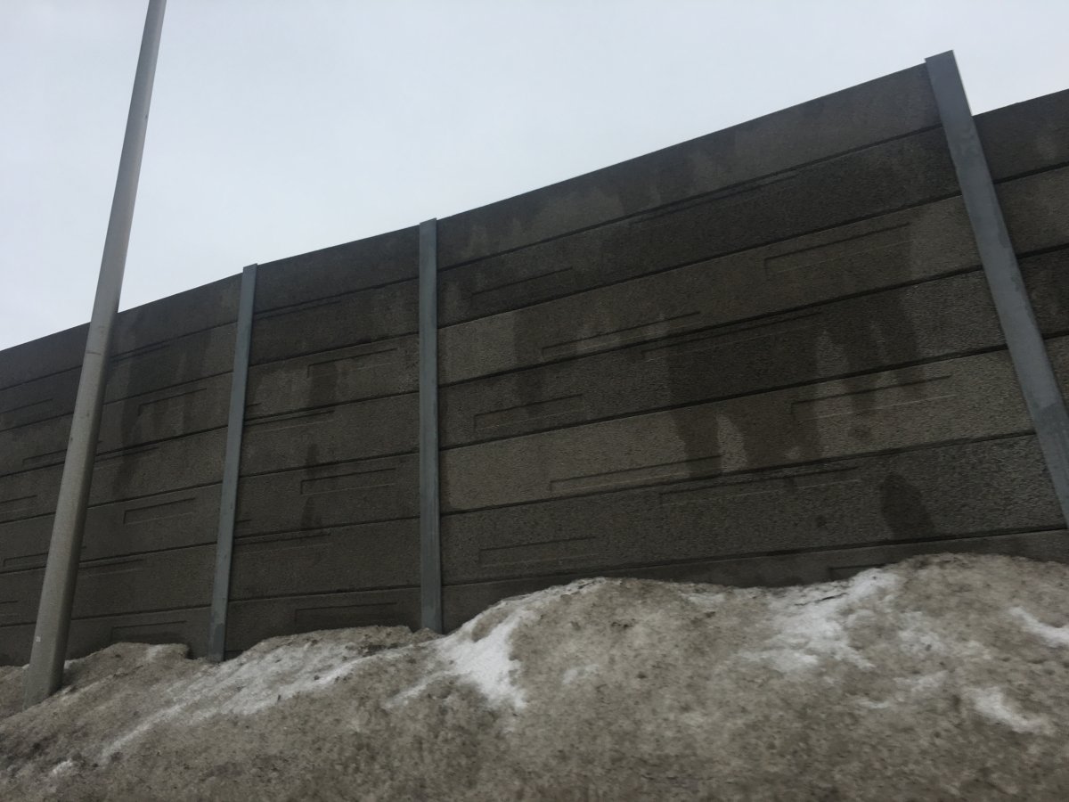 Sound wall along Highway 30, seen on Thursday, Feb. 15, 2018.