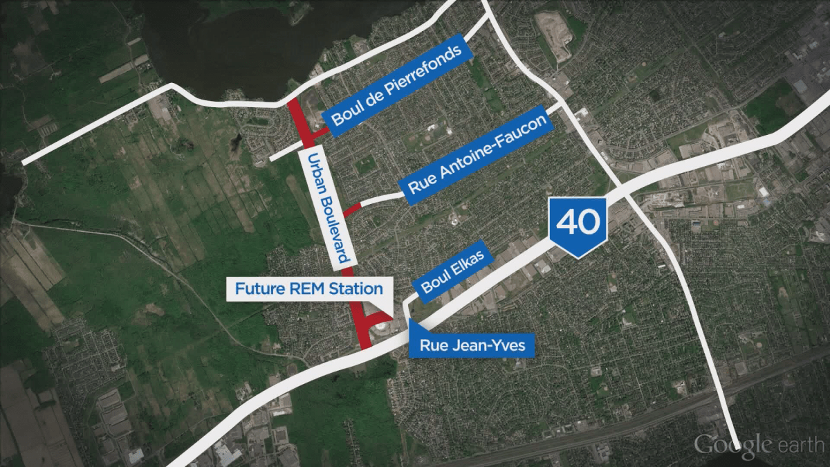 A map with the potential urban boulevard.