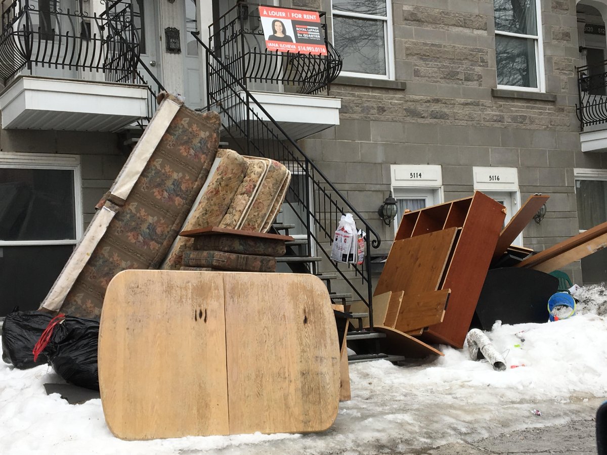 This trash pile in Saint-Henri, seen on Feb. 22, 2018, is causing controversy.