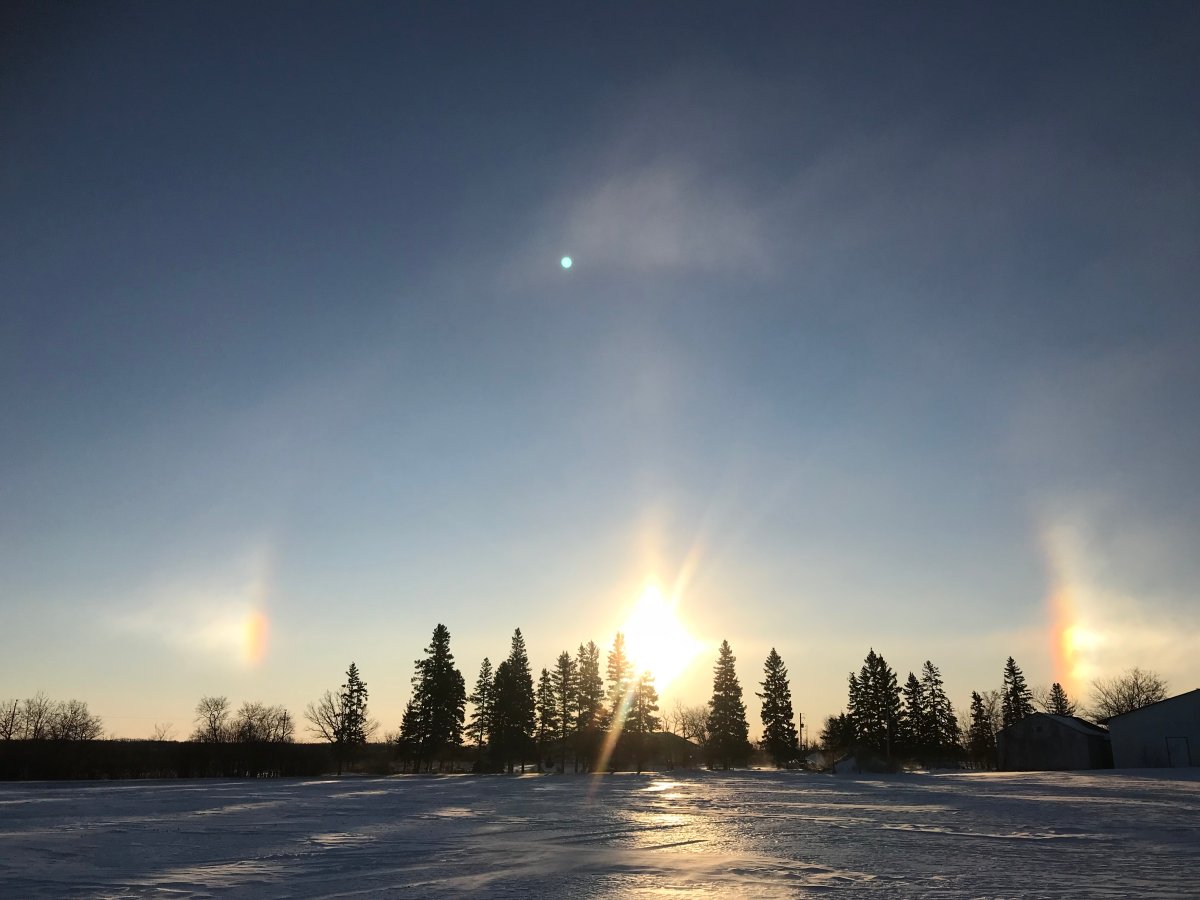 Sunny skies and cool days can lead to sun dogs in the sky.