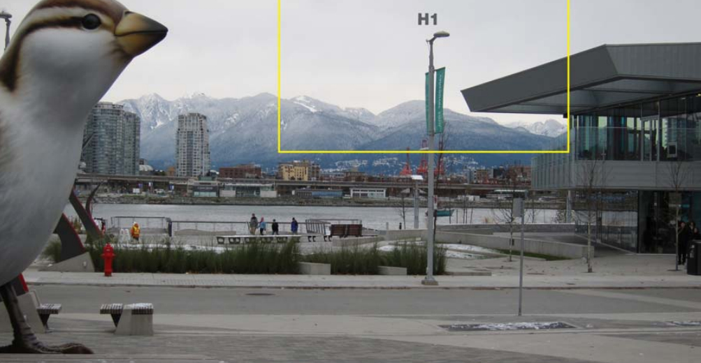 A view corridor looking north from Vancouver’s Olympic Village.