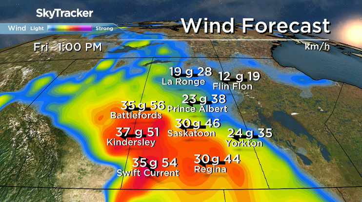 Winds will pick up on Friday and linger into Saturday across central Saskatchewan.