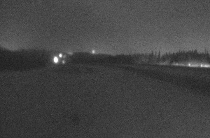 A view of Highway 63 north of Fort McMurray at 9:30 p.m. on Feb. 13, 2018.