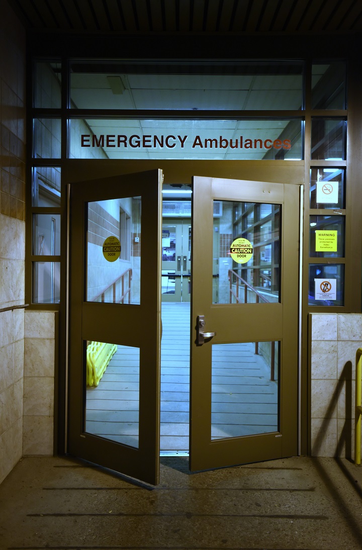 The doorway used by paramedics to bring in patients to the emergency department at St. Michael's Hospital located at the corner of Shuter and Victoria Sts. in downtownToronto, is photographed on Oct 20 2016. 