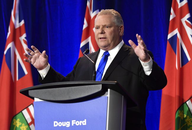 Ontario PC leadership candidate Doug Ford speaks as he participates in in a debate in Ottawa on Wednesday, Feb. 28, 2018. THE CANADIAN PRESS/Justin Tang.