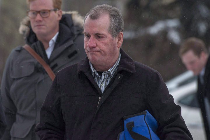 Gerald Stanley enters the Court of Queen's Bench for the fifth day of his trial in Battleford, Sask., on Monday, Feb. 5, 2018.