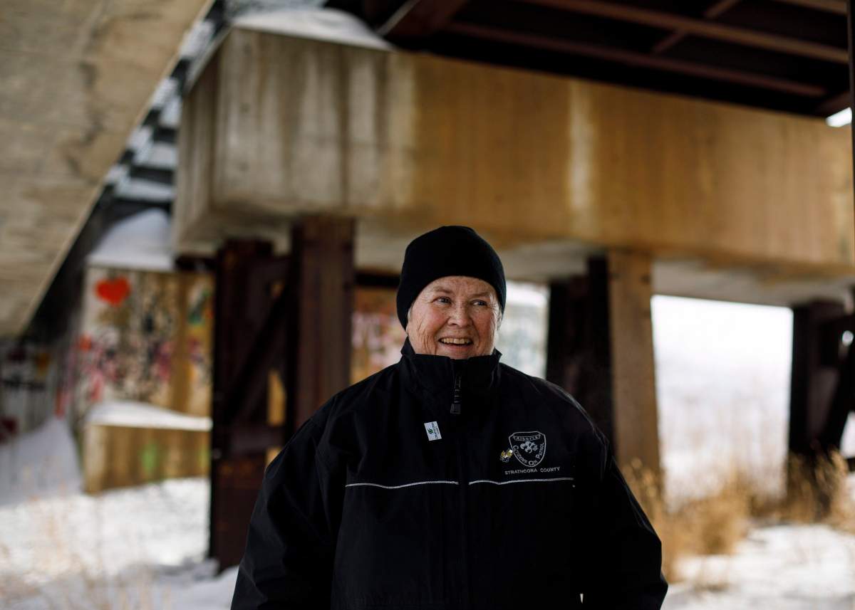 Alberta Citizens On Patrol Association president, Bev Salomons pictured in Ardrossan, Alta., on Tuesday, March 6, 2018. The group have noticed an uptick in crime and have boosted their security measures in response, but are against the idea that property owners have the right to shoot at an intruder.