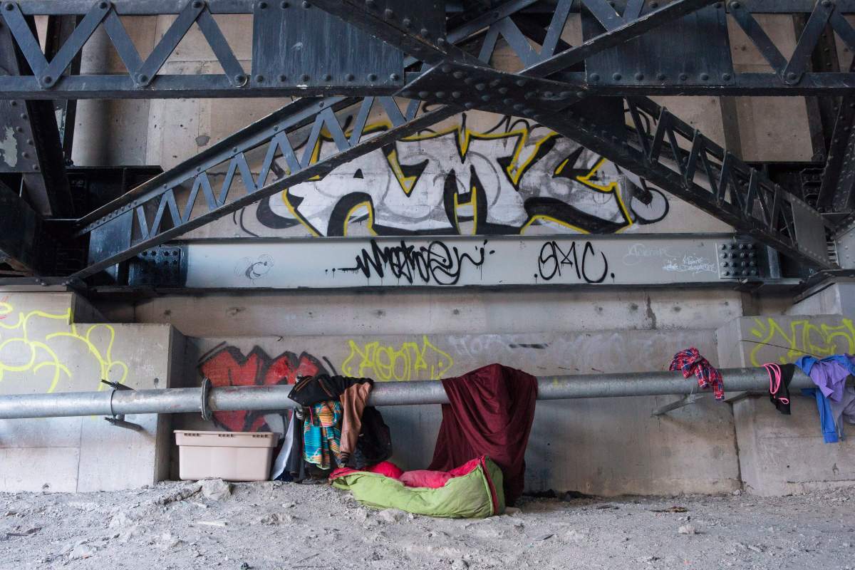 A makeshift home is seen in Toronto on Friday, February 16, 2018. A recent document produced by the City of Toronto stated that the city had removed over 300 encampments in its parks and ravines. Within Toronto, in its ravines, parks and underneath bridges, hides a booming population of temporary homes. 