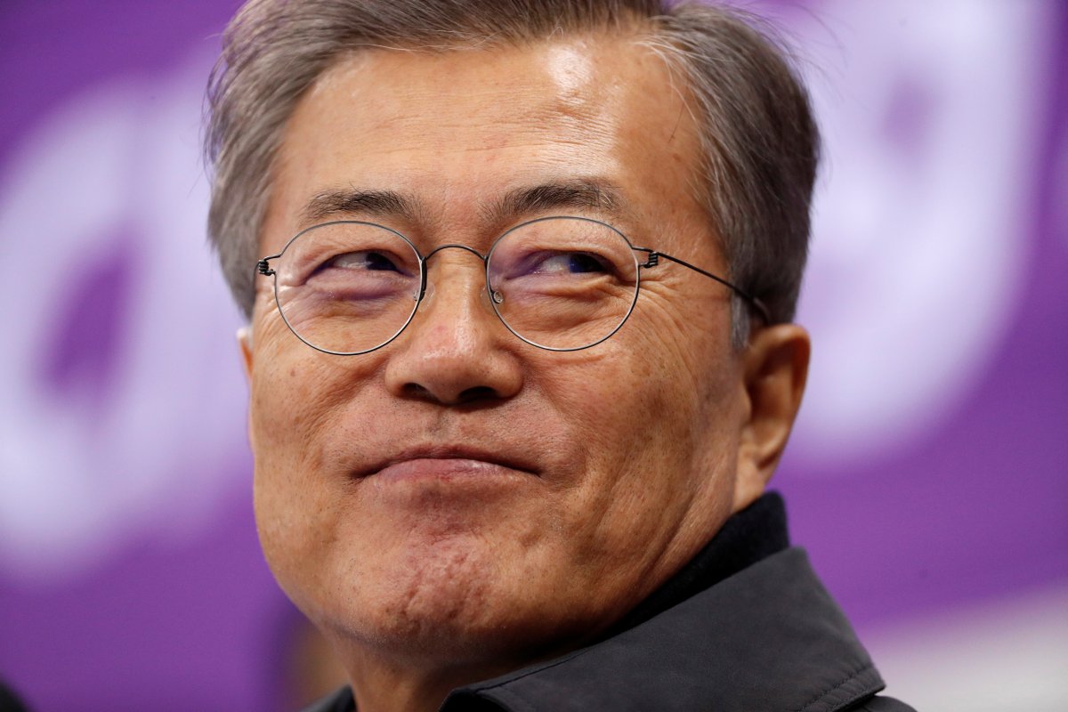 FILE PHOTO: Short Track Speed Skating Events - Pyeongchang 2018 Winter Olympics - Women's 1500m - Gangneung Ice Arena - Gangneung, South Korea - February 17, 2018 - South Korea's President Moon Jae-in attends. REUTERS/John Sibley/File Photo.