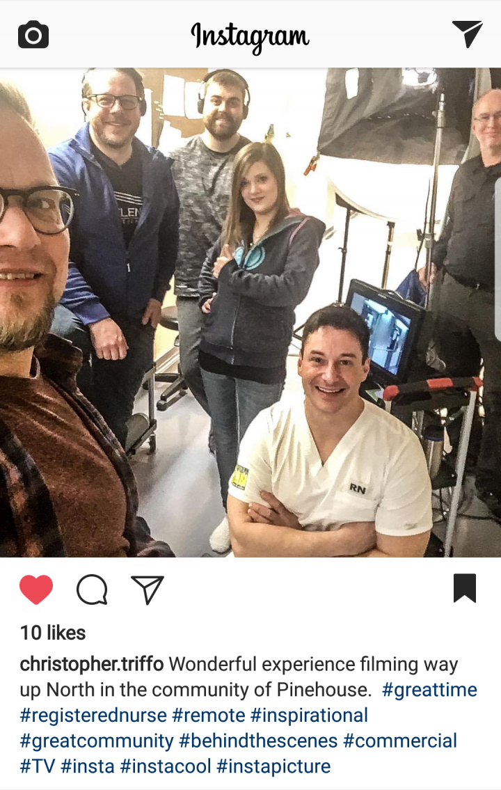 Dre Erwin filming a commercial that is expected to be released later this spring.