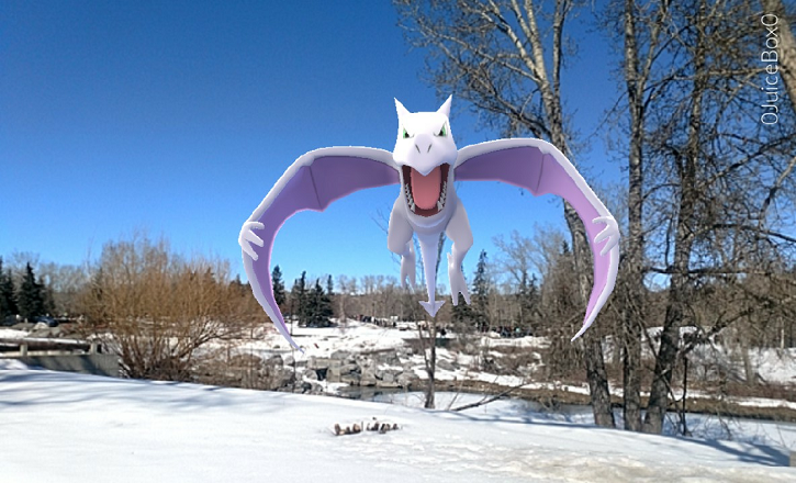 A screen-capture of a pokemon in Prince’s Island Park in Calgary on Sunday, March 25.