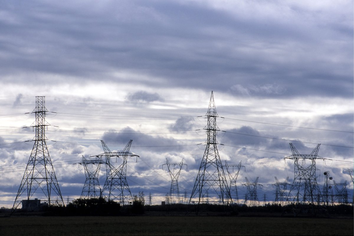 File - Electrical transmission lines north of Winnipeg converge on the city to feed it's growing power needs.